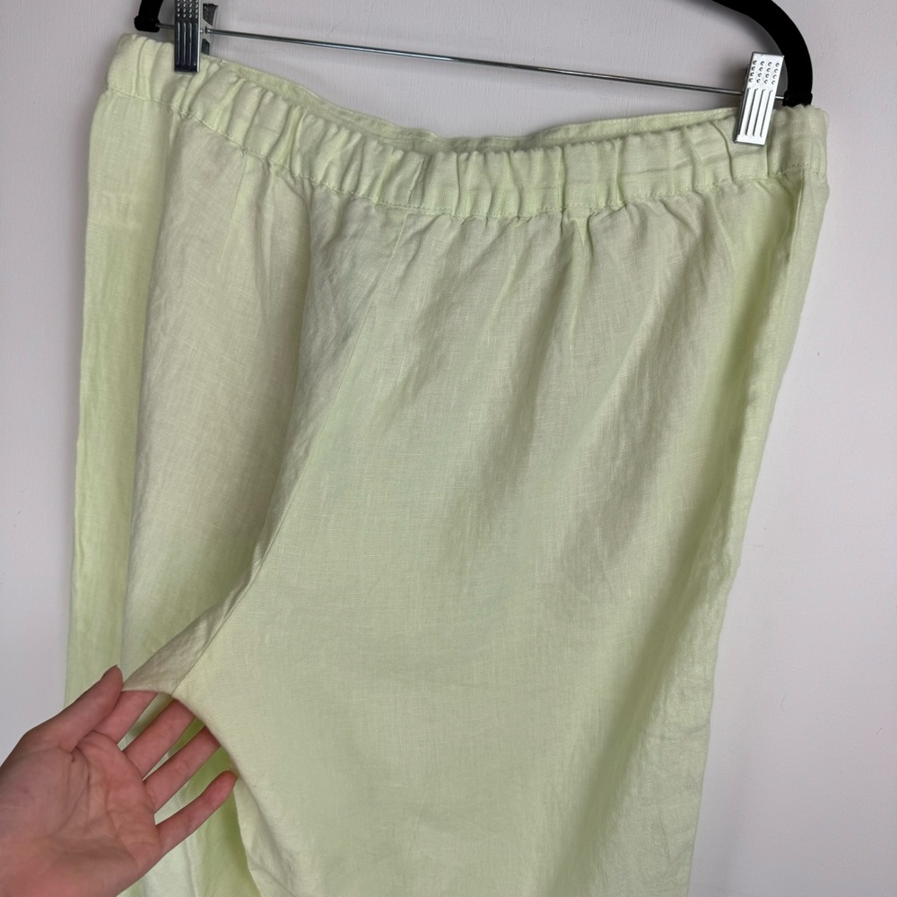 NWT J.Jill Love Linen Relaxed Pants Sz Large Lemon Lime Cuffed Hem - Picture 12 of 13